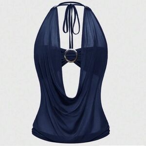 Navy Halter Top
